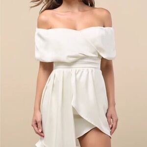 Lulu's Cream Asymmetrical Wrap Sundress